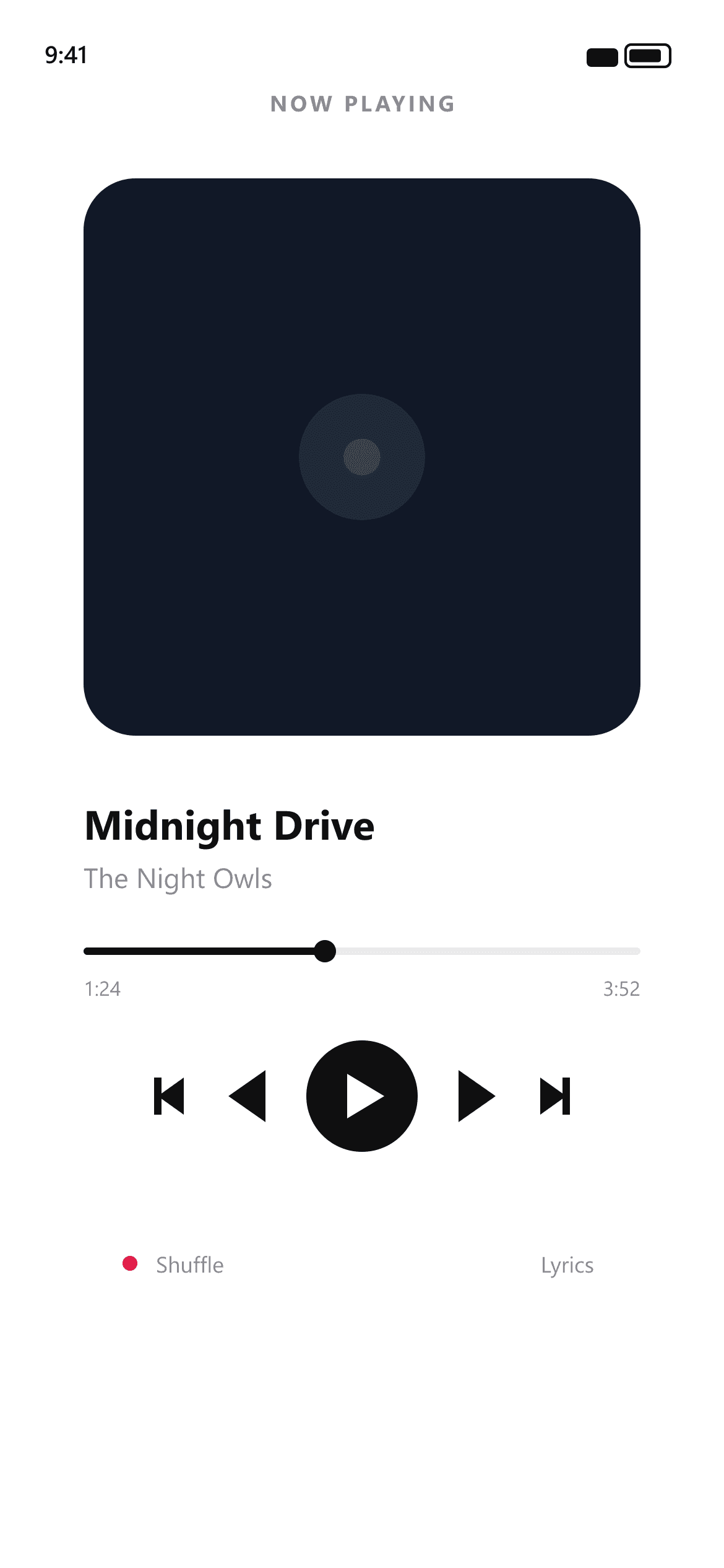 Music App — main screen