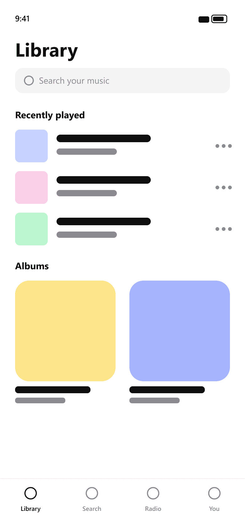 Music App library screen
